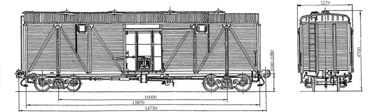 Крытый вагон, модель 11-066 (однодверный) 120 м<sup>3</sup>